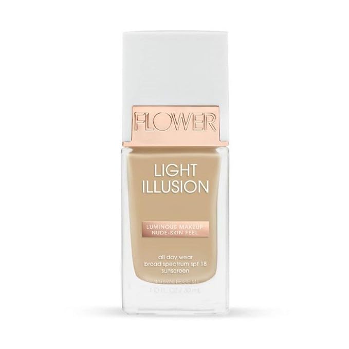 Flower Beauty Light Illusion Foundation with SPF 18 - Liquid Foundation Makeup with Buildable Coverage & Breathable/Lightweight Formula - Natural Complexion (Natural Beige)