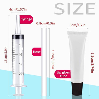 AMORIX 50PCS Lip Gloss Tubes 15ml Black Cap Lip Gloss Containers Empty Lip Balm Tubes Refillable Cosmetic Squeeze Lipgloss Tubes + 2 x 20ml Syringes Tag Labels for DIY Lip Gloss Base Glitter