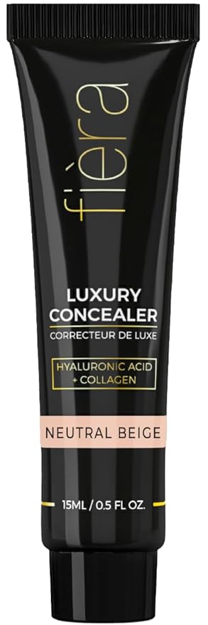 Fièra Luxury Concealer & Foundation with Anti-Aging Ingredients - Full Coverage for Dark Circles, Wrinkles, Fine Lines, and Spots, All-Day Wear For Mature Skin - Neutral Beige, 0.5 FL. OZ. / 15 ML