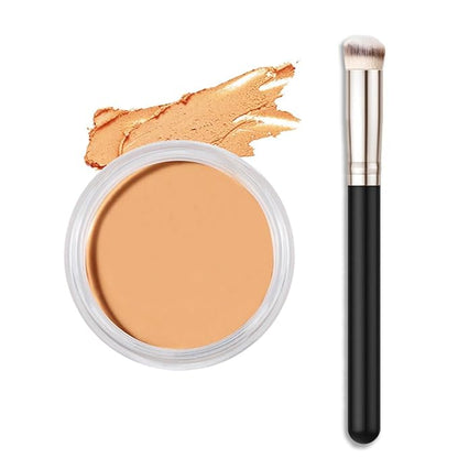 Kaely Cream Pot Concealer Full Coverage Makeup Set, Under Eye Brightener Color Correcting Concealer for Dark Circles, Waterproof Foundation Palette with Brush, Eye Ring Corrector de ojeras, 06
