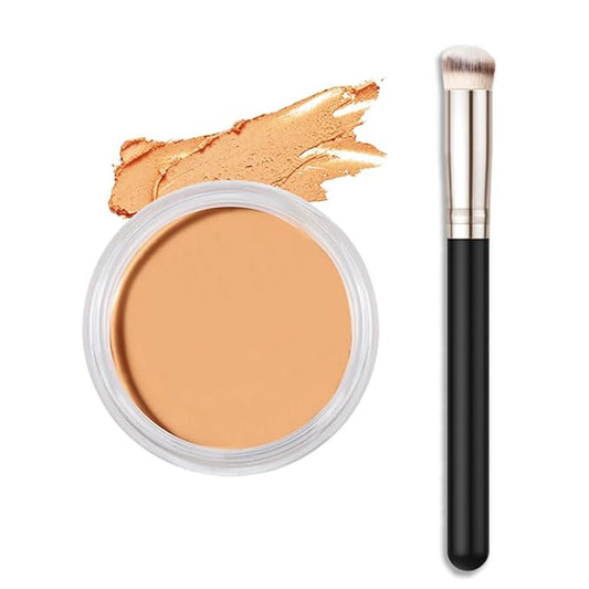 Kaely Cream Pot Concealer Full Coverage Makeup Set, Under Eye Brightener Color Correcting Concealer for Dark Circles, Waterproof Foundation Palette with Brush, Eye Ring Corrector de ojeras, 06