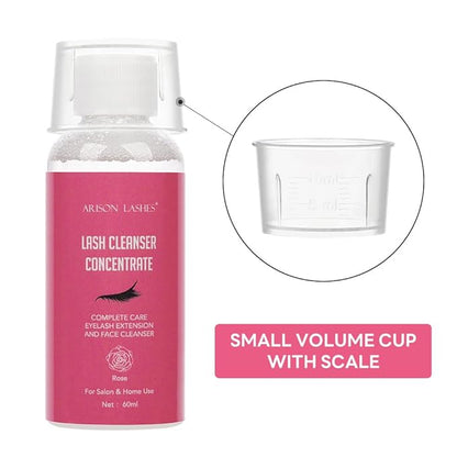 Eyelash Cleanser Concentrate 60ml Professional Lash Extensions Shampoo Natural Foaming Cleanser for Extensions Lashes with Salon Home Care-Makes 12 Bottles 60ml Eyelash Shampoo (Rose)