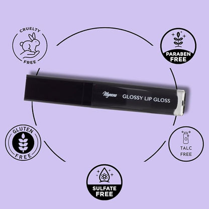 Mynena Black High Shine Stay Glossy Lip Gloss | Non-Sticky Lightweight Hydrating Formula | Vegan Cruelty-Free Paraben-Free | Lipstick Topper & Moisturizing Gloss | Blake
