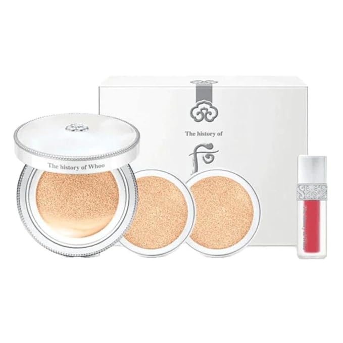 The History of Whoo Gongjinhyang: Seol Radiant White Moisture Cushion Foundation No 21 (13g x 2 Refill) Special Set 4 Items