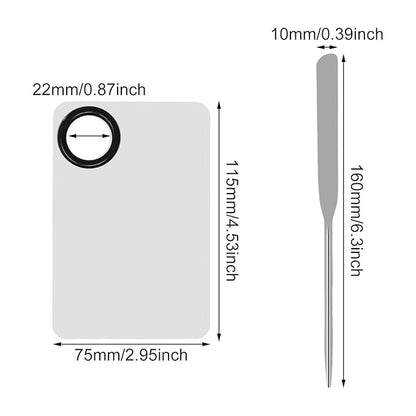 Honbay 1PCS Stainless Steel Makeup Spatula and 1PCS Makeup Mixing Palette with PU Leather Cover for Cosmetic Foundation Pigment Blending