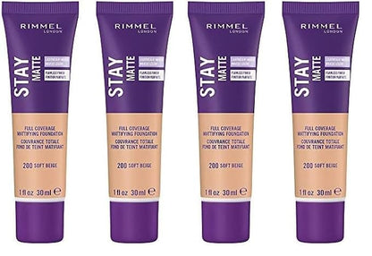 Rimmel Stay Matte Liquid Foundation, Soft Beige, 1 Fl Oz, Pack of 4