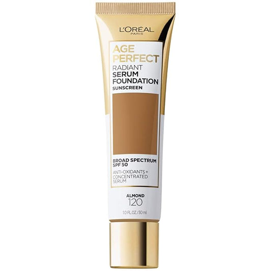 L'Oreal Paris Age Perfect Radiant Serum Foundation with SPF 50, Almond, 1 Ounce