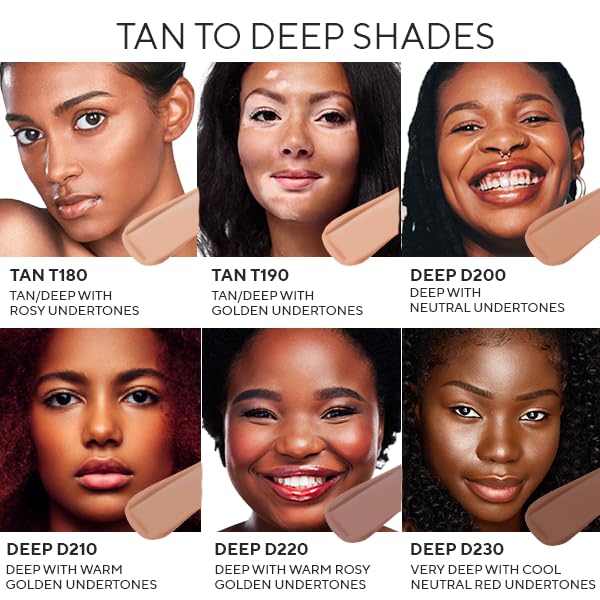 Mirabella Invincible For All HD Liquid Foundation - Anti-Aging Full Coverage Liquid Face Makeup - Moisturizing, Hydrating & Lightweight Foundation for All Skin Types (Deep D210)