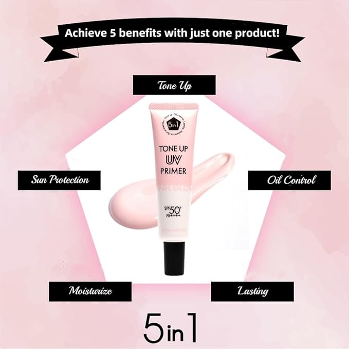 Tone Up UV Primer | Makeup Base,Pink Glow,Moisturizing,Waterproof,SPF 50+