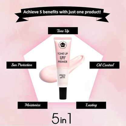 Tone Up UV Primer | Makeup Base,Pink Glow,Moisturizing,Waterproof,SPF 50+