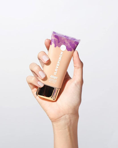 ILOVEPINCH Army Liquid Foundation Makeup, Semi Matte, Medium-to-High Coverage, Natural Beige No. 1-2,12 oz