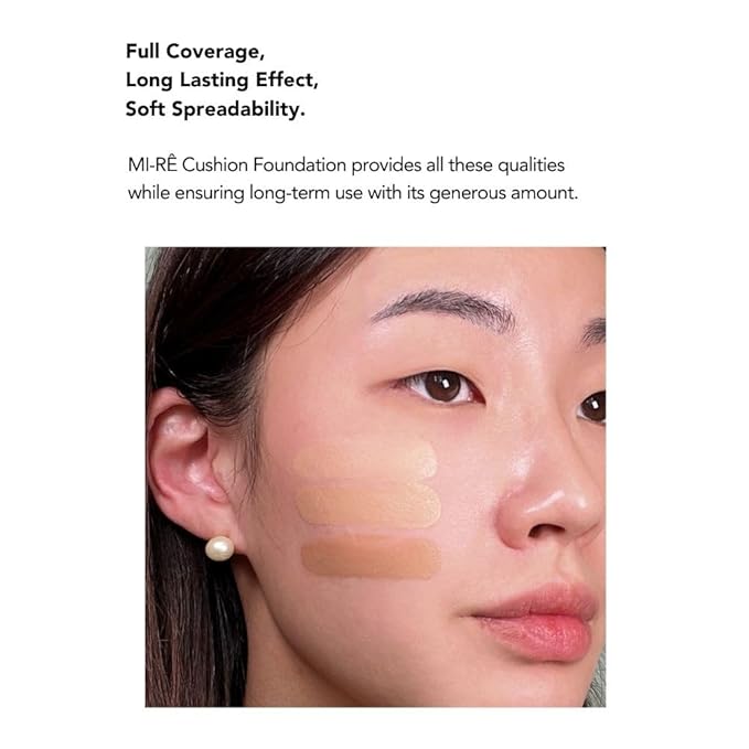 MIRECOSMETICS Velvet Finish All in 1 Cushion Foundation │Long Lasting, Full Coverage for All Skin Types (0.67oz) (02 Beige)