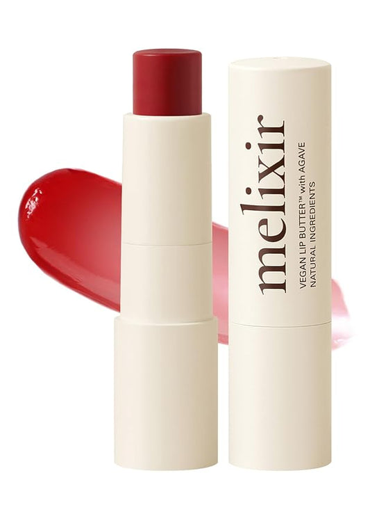 Melixir Vegan Lip Butter #03 Red Velvet(Tinted) (+11 more colors), Bee Free, Petrolatum Free, Deep Nourishing Plant-Based Vegan Chapstick, Lip Balm for Dry, Cracked and Chapped Lips