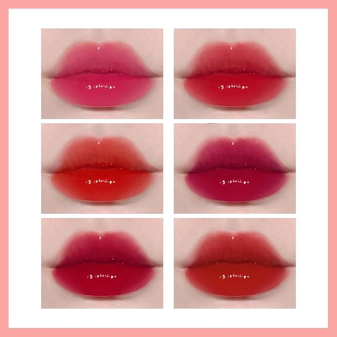 6 Colors Lip Tint Stain Mini Liquid Lipstick,Strawberry Lip Tint Moisturizing Natural Lip Gloss,Multi-Use Lip and Cheek Tint,Non-Stick Cup,Lightweight,Vivid Color Lip Makeup