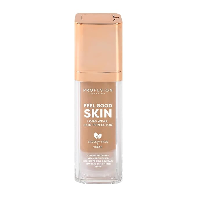 Profusion Cosmetics Feel Good Skin Perfector, Foundation Makeup for Radiant, Satin Finish, Available in 12 Curated Shades (Light 200, 1)