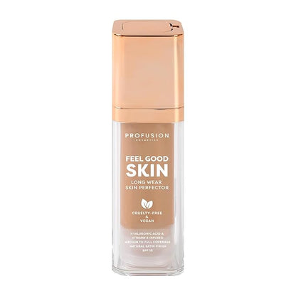 Profusion Cosmetics Feel Good Skin Perfector, Foundation Makeup for Radiant, Satin Finish, Available in 12 Curated Shades (Light 200, 1)