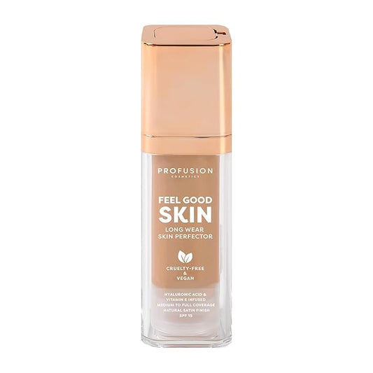 Profusion Cosmetics Feel Good Skin Perfector, Foundation Makeup for Radiant, Satin Finish, Available in 12 Curated Shades (Light 200, 1)