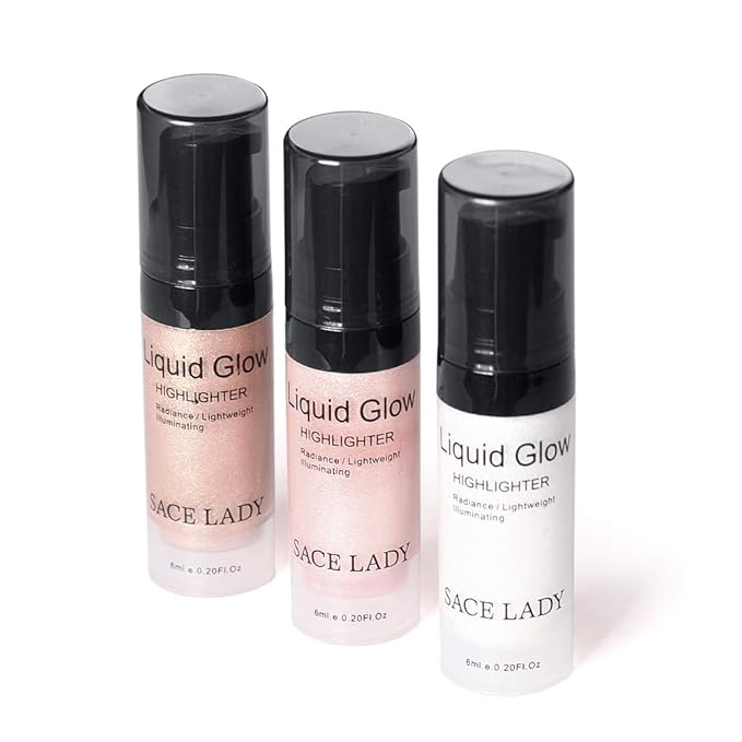 SACE LADY Liquid Pearl Highlighter Makeup Shimmer and Shine Ultra-Smooth Radiant Illuminator For Face Cheekbone Body Glow Bronzer Glitter Illuminating Highlighters Makeups, 0.2Fl Oz