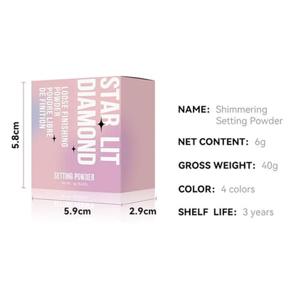 Oil Control Loose Powder, Translucent Setting Powder, Long-Lasting Shimmer, Lightweight Face Powder for Women, Polvo Traslúcido Maquillaje (03#, 1pc)