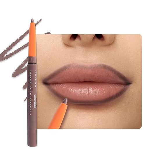 Retractable Matte Lip Liner Pencil, Gray Brown Plump Lip Liners Long-Lasting Creamy Formula for Shaping & Sculpting lip filler pen, Subtle Touch Velvet Pigmented Crayon Lip Liner 11#