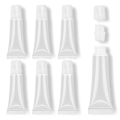 AMORIX 6PCS 10ml Lip Gloss Tubes Clear Empty Lip Balm Containers with Clear Cap Refillable Soft Cosmetic Squeeze Tubes for Lip Gloss Base Glitter Pigment Powder.