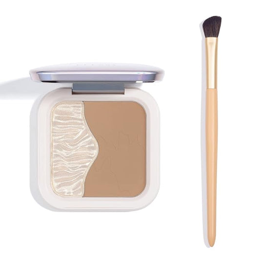 ELLESY Highlighter Contour Powder Makeup Kit，Face Shimmer Highlighter and Matte Finish Contour Bronzer，Lightweight, Easy to apply -C02