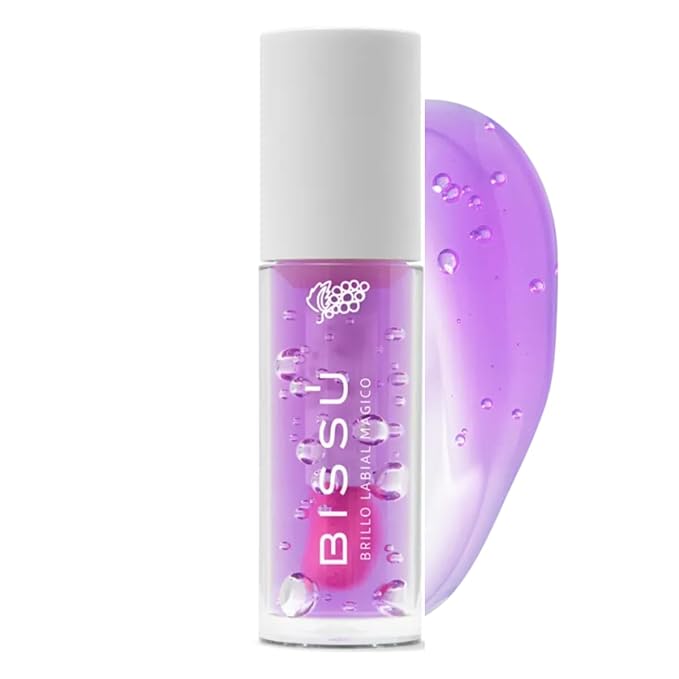 Bissú Magic Lip Gloss, 6 Fruity Scents, Moisturizing pH Reactive Gloss, with drop-shaped applicator and large size (05 Grape, 4 Grams)