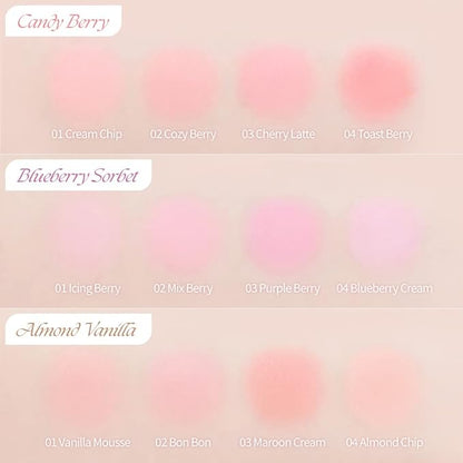 Dasique Blending Mood Cheek #08 Blueberry Sorbet | 4 Blendable Shades in Lightweight Smooth Powder | Vegan | Blush