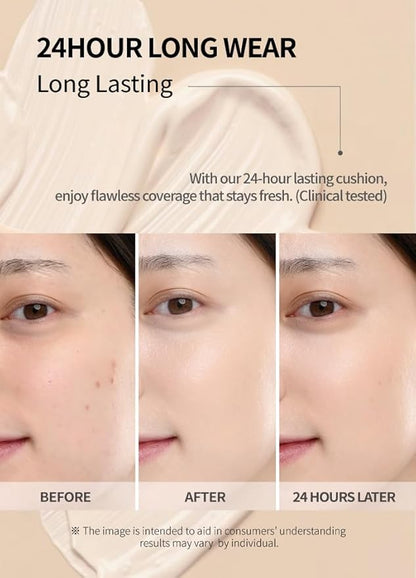 Mesh Tight up Cushion foundation 02 + Refile 02, Light Beige, Cushion foundation Korea, Natural coverage, glowing, dewy makeup, flawless coverage, 24hr long lasting, All skin type, cream foundation