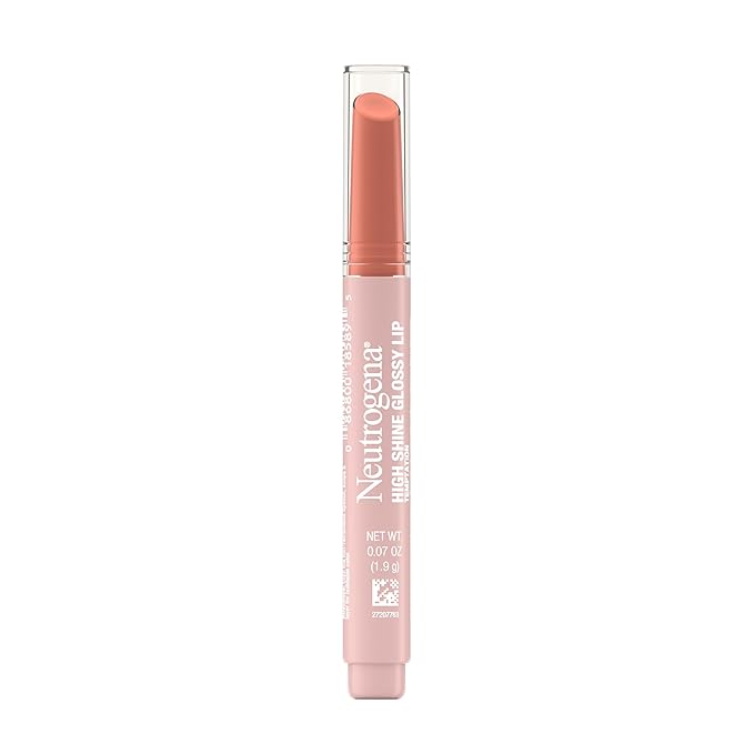 Neutrogena High Shine Glossy Lip with Maracuja Oil + Vitamins & Antioxidant Vitamin E, Nourishing Glossy Lip, Non-Retractable, Pigmented For Buildable Color, Temptation, 0.07 oz