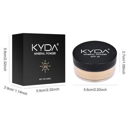 KYDA Mineral Powder Foundation, SPF 35, Lightweight Loose Powder Foundation, Skin-improving Mineral Foundation, Buildable Coverage, Natural Glow Base Makeup, 0.28 oz, Fair Light