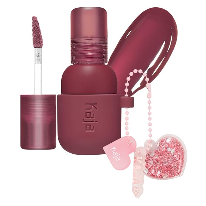 KAJA Lip & Blush - Jelly Charm 04 Fig Soda | with Keychain, Triple Berry Complex, Lemon Fruit Extract & Olive Squalane, Hydrating, Long Lasting Tint, Lightweight, Creamy Cream Tinted Type, 0.17 Oz