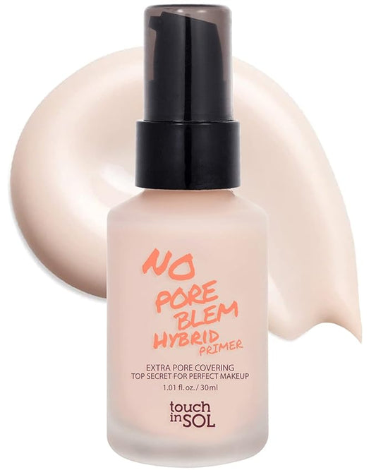 TOUCH IN SOL No Poreblem Hybrid Primer - Extra Pore Covering - 24/7 Matt Finish Sebum and Shine Control - with Vitamin C & E and Green Tea Extracts For Smooths Skin, 1.01 fl.oz.