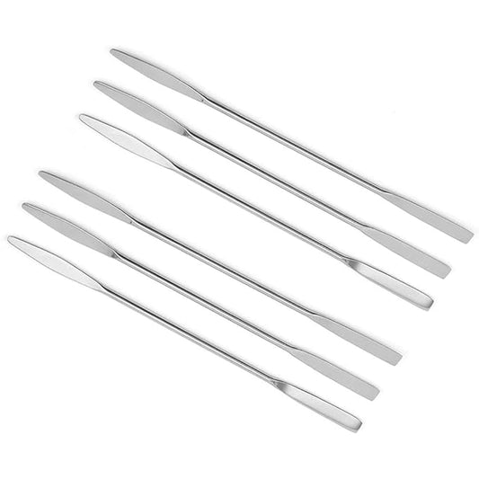 6 Pcs Stainless Steel Makeup Spatula Stir Tool Double Head Cosmetics Palettes Makeup Mixer