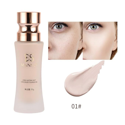 LAMUSELAND Matte Liquid Foundation Makeup, Full Coverage Lightweight Long-lasting Flawless Foundation Concealer Makeup for All Skin (01, M)