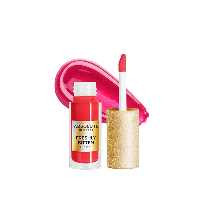Absolute New York Freshly Bitten Gloss, Non Sticky, Weightless Lip Gloss with Jojoba Oil (Bare Touch Vivid Red, .8 Oz)