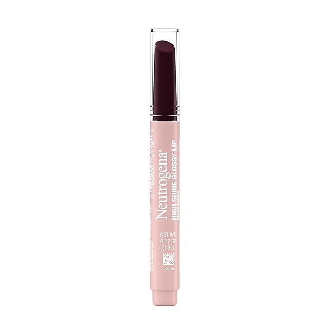Neutrogena High Shine Glossy Lip with Maracuja Oil + Vitamins & Antioxidant Vitamin E, Nourishing Glossy Lip, Non-Retractable, Pigmented For Buildable Color, Black Dahlia, 0.07 oz