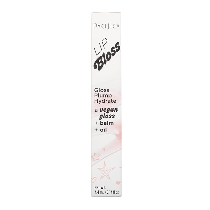 Pacifica Plumping Lip Gloss - Lip Bloss Tinted Lip Balm Treatment - Berry Flavored - Moisturizing, High-Shine, Long-Lasting Shine, Vegan & Cruelty-Free, 0.14 Fl Oz, Light Pink