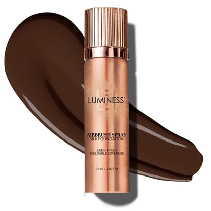 LUMINESS Silk Airbrush Spray Foundation - Full Coverage Foundation - Formula Hydrates & Moisturizes with Hyaluronic Acid, Aloe Vera & Hydrolyzed Silk (Shade - Rich)