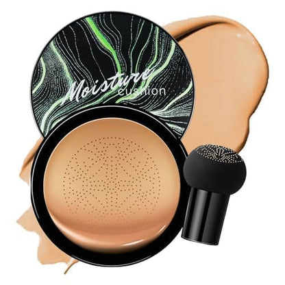 Mushroom Head Air Cushion CC Cream - BB Cream Foundation for Concealer Full Coverage Skin Brighten Long - Lasting Moisturizing, Cushion Foundation Color Correcting for All Skin Types (Medium Deep)