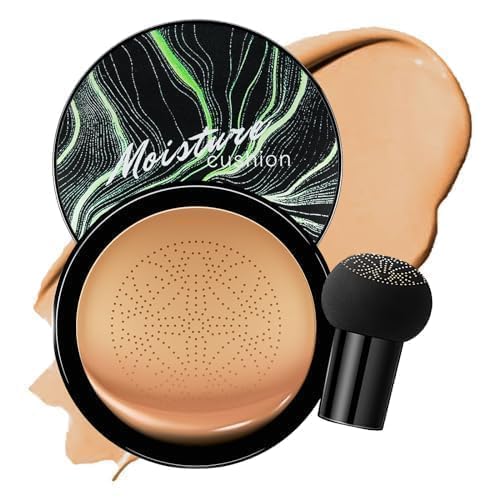 Mushroom Head Air Cushion CC Cream - BB Cream Foundation for Concealer Full Coverage Skin Brighten Long - Lasting Moisturizing, Cushion Foundation Color Correcting for All Skin Types (Medium Deep)