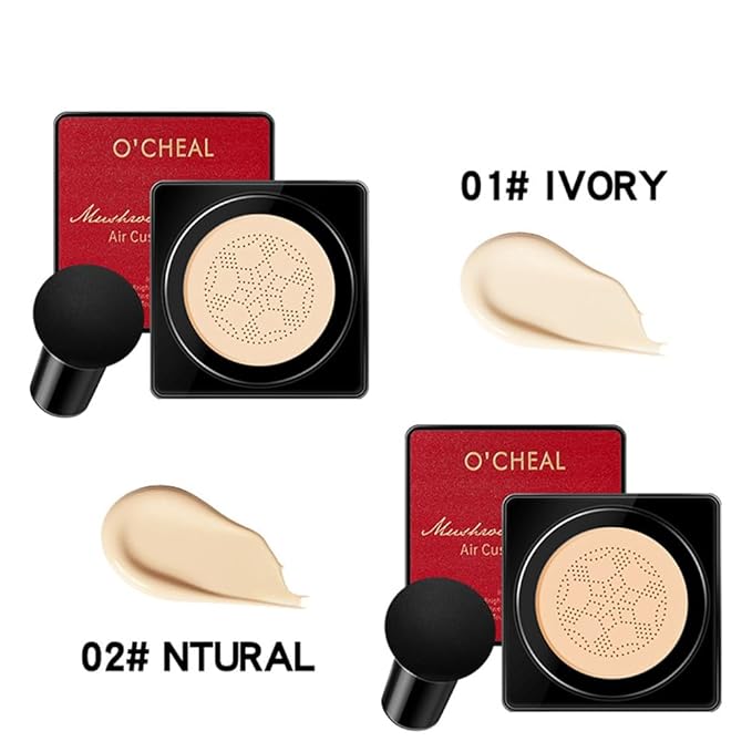 GL-Turelifes Mushroom Head Air Cushion CC Cream Foundation Water Feeling Flawless BB Cream Moisturizing Oil Control,lightweight & Smoothing Natural Face Concealer (H-01 Ivory, 0.53 Oz)