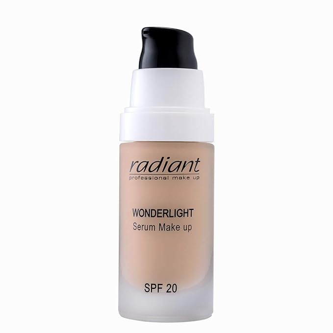 Radiant Professional Wonderlight Serum Liquid Foundation for Makeup Kit - Alternative to Bronzer Powder - Color Corrector & Under Eye Concealer - Matte Eyeshadow Base - 1.01 oz - Cream Beige (02)