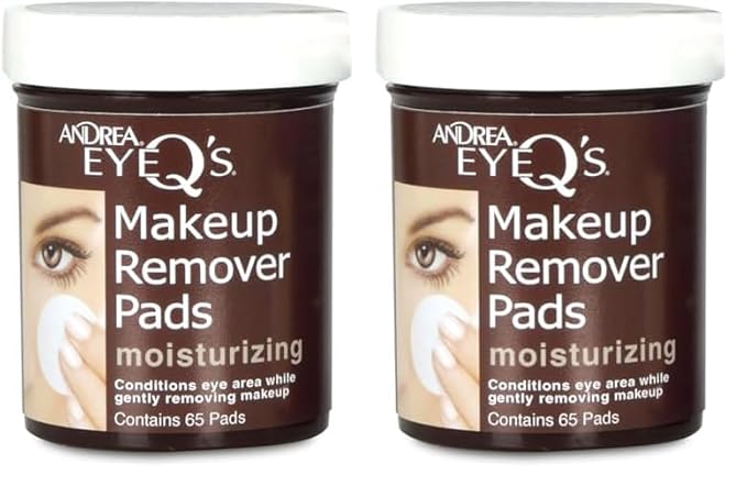 Andrea Eye Q's Eye Make Up Remover, Eye Q's Moisturizing, 65 pads (Pack of 2)