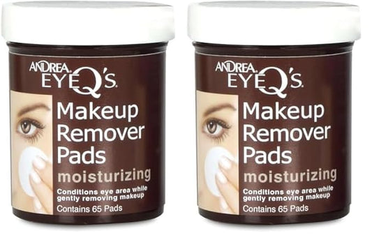 Andrea Eye Q's Eye Make Up Remover, Eye Q's Moisturizing, 65 pads (Pack of 2)