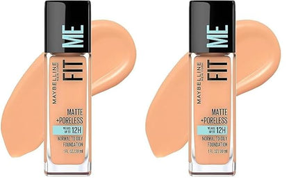 Maybelline Fit Me Matte + Poreless Liquid Foundation Makeup, Classic Beige, 1 fl; oz; Oil-Free Foundation (Pack of 2)