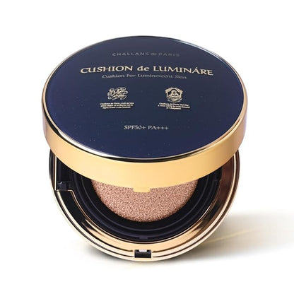 [CHALLANS de PARIS] Cushion de Lumináre Cream Foundation – Radiant Glow, Full Coverage, Long-Lasting Wear, Premium Formula, Smooth Finish, Volume, 23 Medium Beige, 0.53 oz