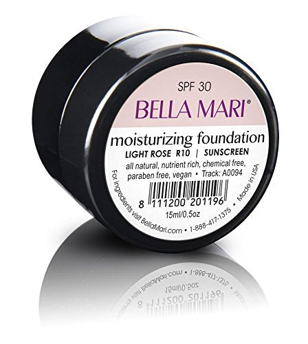 Bella Mari Natural Moisturizing Foundation, Light Rose (R10); 0.5floz Glass