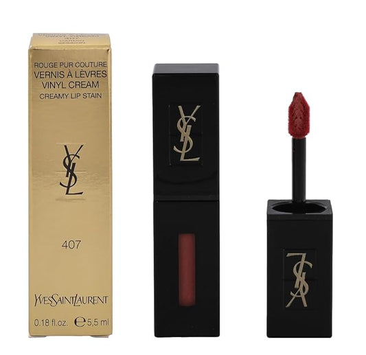 Yves Saint Laurent Vinyl Cream Lip Stain, 407 Carmin Session, 0.18 Ounce