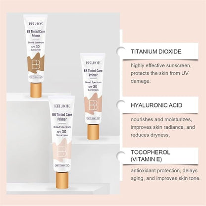 BB Tinted Moisturizer SPF 30, Full Coverage Light-Medium Skin Color Light Hydrating & Smoothing. (wheat color)